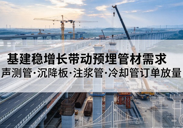 三台基建稳增长带动预埋监测管材需求，声测管、沉降板、注浆管订单持续放量